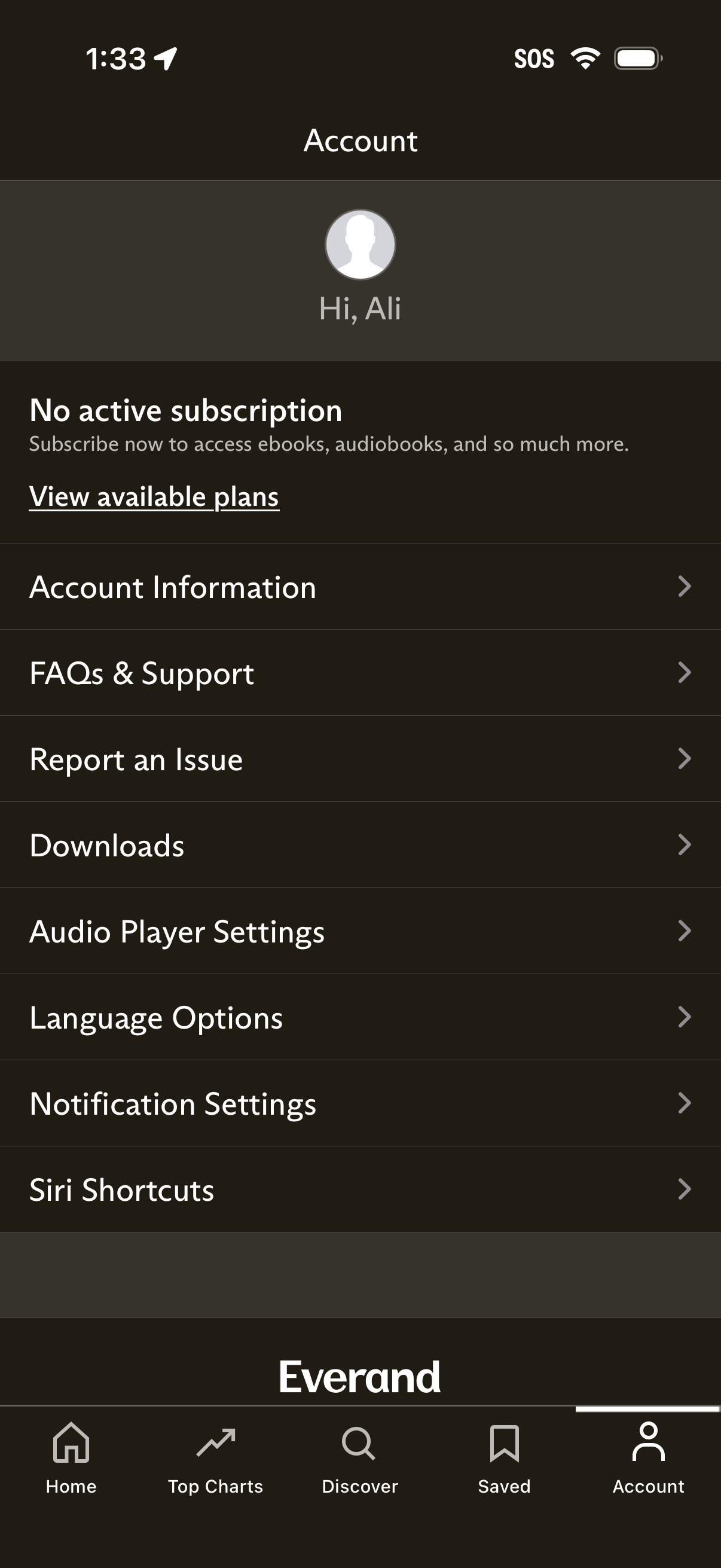 everand profile screenshot